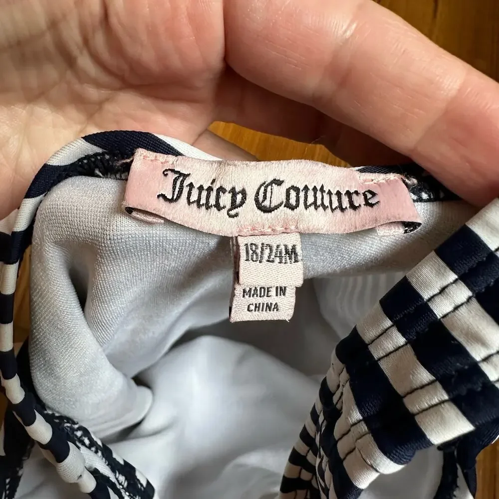 Juicy Couture‎ navy white floral one piece swimsuit SIZE 18/24M - Picture 2 of 4